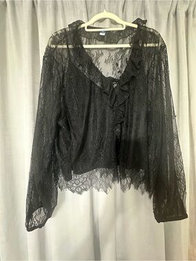 Old Navy Black Sheer Lace Top